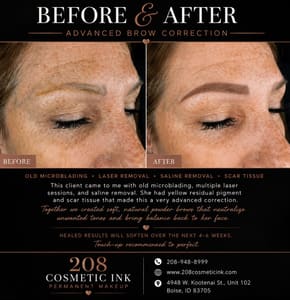 Eyebrow Tattoo result by 208 Cosmetic Ink in Boise, ID