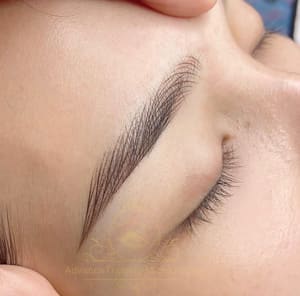 Eyebrow Tattoo result by Advance Training MicroBlading . Founder Maggie Q in Westminster, CA