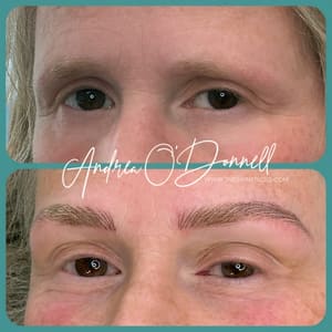 Eyebrow Tattoo result by Andrea O'Donnell, Permanent Makeup Artist, 2nd Skin Studio in Brighton, MI