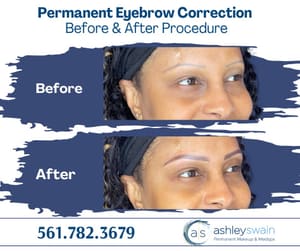 Eyebrow Tattoo result by Ashley Swain Permanent Makeup Center, Boca Raton in Boca Raton, FL
