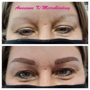 Eyebrow Tattoo result by Awesome K-Microblading (Across the hall from LALA Hair Salon) in Ellicott City, MD