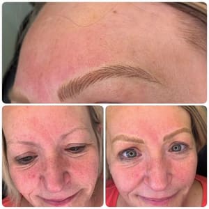 Eyebrow Tattoo result by BeYOUtiful Brows Microblading, PMU Eyeliner, LIP Blushing, Lash tint & curl by Hope in New Castle, PA