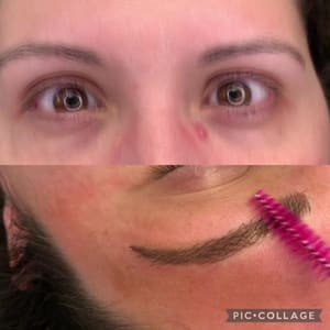 Eyebrow Tattoo result by BeYOUtiful Brows Microblading, PMU Eyeliner, LIP Blushing, Lash tint & curl by Hope in New Castle, PA