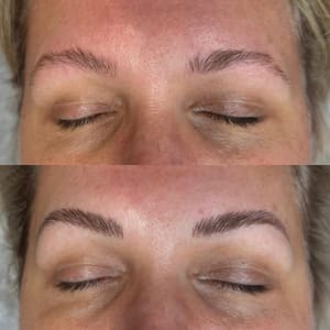 Eyebrow Tattoo result by Brows n’ lashes & Everjewels Permanent Jewelry by Yamini in Sturbridge, MA
