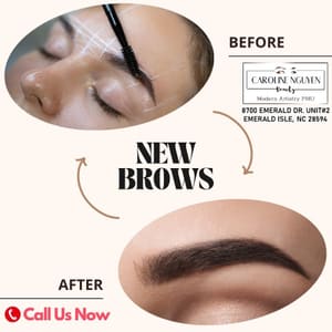 Eyebrow Tattoo result by Caroline Permanent Makeup Microblading Emerald Isle in Emerald Isle, NC