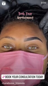 Eyebrow Tattoo result by Chanel Luxxe 3D Areola and Cosmetic Tattooing LLC in Raeford, NC