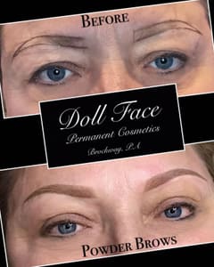 Eyebrow Tattoo result by Doll Face Permanent Cosmetics in Brockway, PA