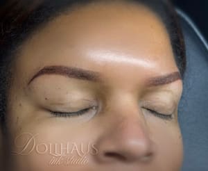 Eyebrow Tattoo result by Dollhaus Ink Studio in Decatur, AL