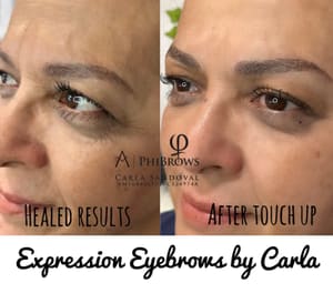 Eyebrow Tattoo result by Expression Eyebrows by Carla - Microblading, powder brows, lip blush, lash enhancement and more. in College Station, TX