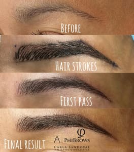 Eyebrow Tattoo result by Expression Eyebrows by Carla - Microblading, powder brows, lip blush, lash enhancement and more. in College Station, TX