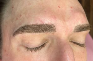 Eyebrow Tattoo result by Faux Getter by Amber Garton. Microblading. Lip blushing. Lash liner tattoo. Scar camouflage. Areolas. in Dallas, TX