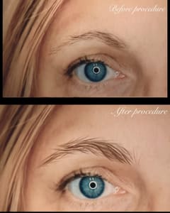 Eyebrow Tattoo result by Fine Lines & Hair designs in Hamilton, MT