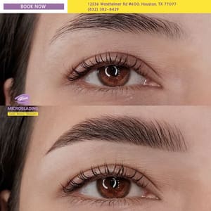 Eyebrow Tattoo result by Glam Microblading Lash Brows Skincare in Houston, TX