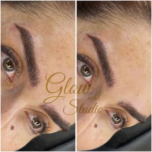Eyebrow Tattoo result by Glow Microblading Studio in Mcallen, TX