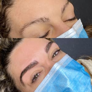 Eyebrow Tattoo result by Grouchy Hyena Tattoo & Illuminated Dahlia in Vermillion, SD