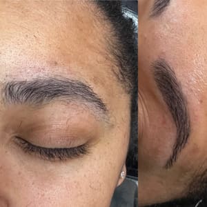 Eyebrow Tattoo result by Jamie's Hot Barber Beauty Salon in Lafayette, LA