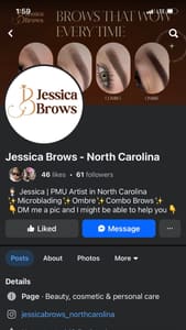Eyebrow Tattoo result by Jessica's Brows -Microblading Eyebrows in Fayettville-NC in Fayetteville, NC