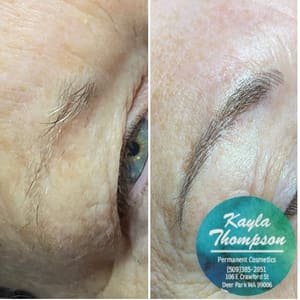 Eyebrow Tattoo result by Kaylas permanent Cosmetics and Scar camouflaging in Deer Park, WA
