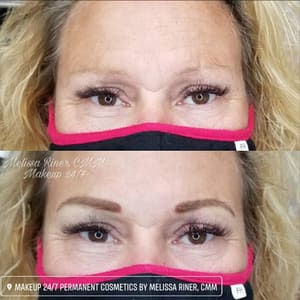 Eyebrow Tattoo result by Makeup 24/7 Permanent Cosmetics by Melissa Riner, CMM in Oklahoma City, OK