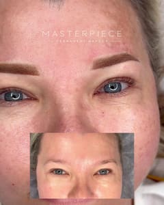 Eyebrow Tattoo result by Masterpiece Permanent Makeup - Powder Brows, Lip Blush, Eyeliner, PMU Removal, Scar Reduction in New Baltimore, MI
