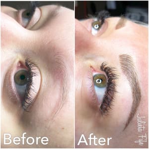 Eyebrow Tattoo result by Microblading and permanent cosmetics by Julieta Fife in Waukesha, WI