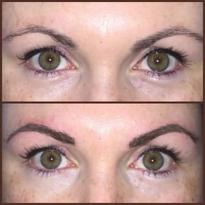 Eyebrow Tattoo result by Naturally Beau Cosmetic Tattoo Studio in Huntington, NY
