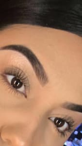 Eyebrow Tattoo result by Nelas Studio and Academy/ Cosmetology and Barbering Aprentice Learning center CBCALC cite in Watsonville, CA