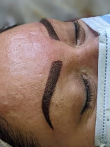 Eyebrow Tattoo result by Nelas Studio and Academy/ Cosmetology and Barbering Aprentice Learning center CBCALC cite in Watsonville, CA