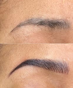 Eyebrow Tattoo result by New Creation Beauty Spa in Bowie, TX