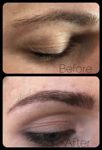 Eyebrow Tattoo result by Pearl Hair Salon - Microblading, Lash Lift, Spray Tanning, & Massage in Monett, MO