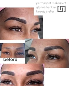 Eyebrow Tattoo result by permanent makeup ct/glenna franklin beauty atelier in Madison, CT