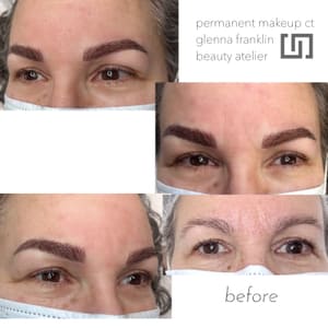 Eyebrow Tattoo result by permanent makeup ct/glenna franklin beauty atelier in Madison, CT
