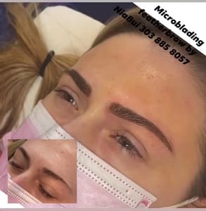 Eyebrow Tattoo result by Permanent makeup Microblading & Eyelash extensions by Nia Bui in Cherry Hills Village, CO