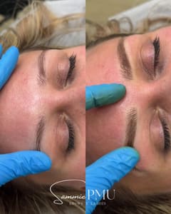 Eyebrow Tattoo result by Sammie BROWS & LASHES Salon in Frisco- Microblading and Eyelash Extension Studio in Frisco, TX
