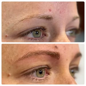 Eyebrow Tattoo result by Shades of Beauty microblading and airbrush tanning in Clinton, TN
