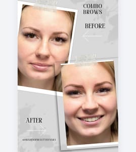 Eyebrow Tattoo result by Shades of Beauty microblading and airbrush tanning in Clinton, TN
