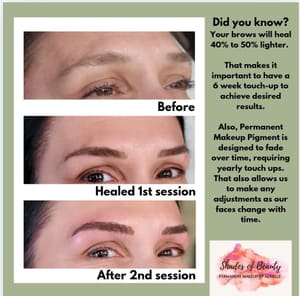Eyebrow Tattoo result by Shades of beauty PMU by Aerielle in Joplin, MO