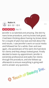 Eyebrow Tattoo result by Touch Of Beauty Inc. (Great Falls, VA) in Great Falls, VA