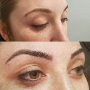 Eyebrow Tattoo result by Veridia Cosmetic Tattoo & Hair Salon in Lynchburg, VA