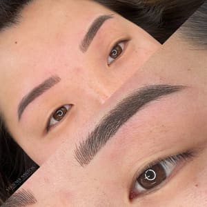 Eyebrow Tattoo result by Yeksenia Santos Cosmetic Tattoo Artistry in Alexandria, VA