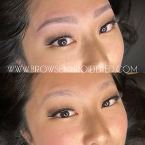 Eyeliner Tattoo result by Brows Embroidered Microblading and Powder Combo in Brentwood, CA