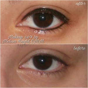 Eyeliner Tattoo result by Makeup 24/7 Permanent Cosmetics by Melissa Riner, CMM in Oklahoma City, OK