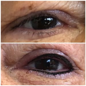 Eyeliner Tattoo result by Mona Lisa’s Permanent Makeup & Training Center in Hamilton, OH