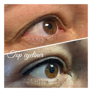 Eyeliner Tattoo result by Permanent Cosmetics of NY at Guys n Gals salon Windham Maine in Windham, ME