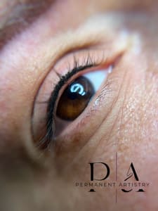 Eyeliner Tattoo result by Tetiana Voloshchuk Permanent Artistry Studio in Warrington, PA