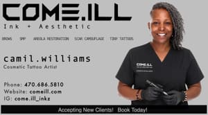 Permanent makeup work by COME.iLL Ink & Aesthetics in Atlanta, GA