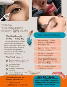 Permanent makeup work by Southern Gypsy Studio in Scottsboro, AL
